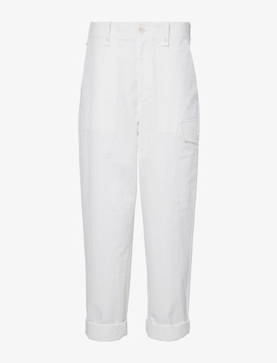 Still Life image of Octavia Pant in Solid Cotton Linen in OFF WHITE