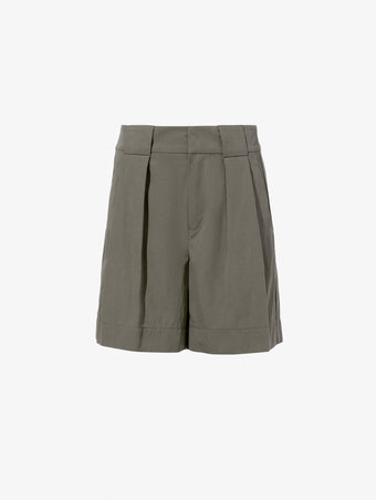 Flat image of Tayla Shorts in Cotton Nylon in KHAKI