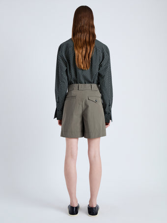 Back mage of Tayla Shorts in Cotton Nylon in KHAKI