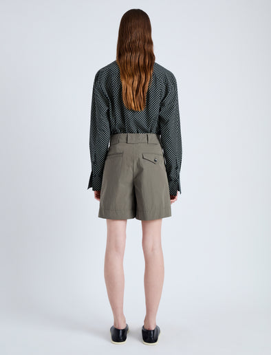 Back mage of Tayla Shorts in Cotton Nylon in KHAKI