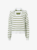 Still Life image of Stripe Murphy Sweater in Cotton Cashmere in CHALK/WILLOW