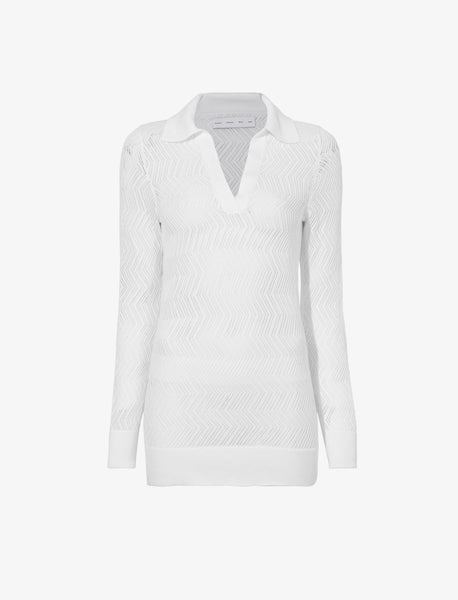 Proenza Schouler White Label Agnes Knit Polo in Zig Zag