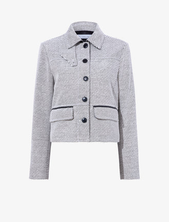 Proenza Schouler Still Life image of Rosie Jacket in Soft Twill Coating in WHITE/GREY