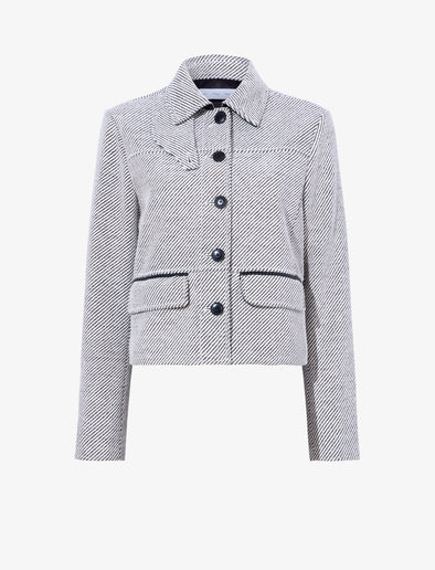 Proenza Schouler Still Life image of Rosie Jacket in Soft Twill Coating in WHITE/GREY