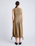 Proenza Schouler Back full length image of model wearing Marley Dress in Tech Cotton in DARK BIRCH