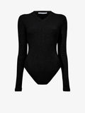 Proenza Schouler flat image of Delaney Bodysuit in Brushed Rib in black