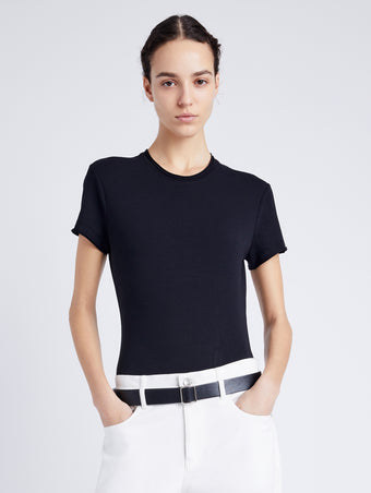 Proenza Schouler Front cropped image of model wearing Jersey T-Shirt in BLACK