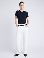 Proenza Schouler Front full length image of model wearing Jersey T-Shirt in BLACK