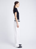 Proenza Schouler Side full length image of model wearing Jersey T-Shirt in BLACK