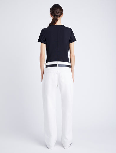 Proenza Schouler Back full length image of model wearing Jersey T-Shirt in BLACK