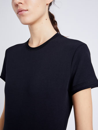 Proenza Schouler Detail image of model wearing Jersey T-Shirt in BLACK