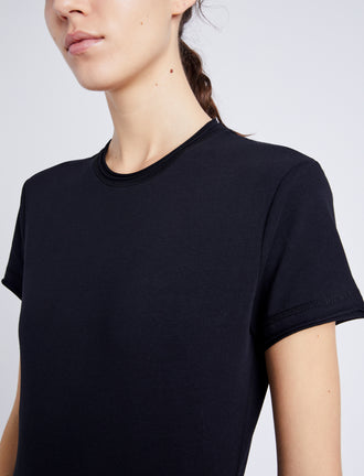 Proenza Schouler Detail image of model wearing Jersey T-Shirt in BLACK