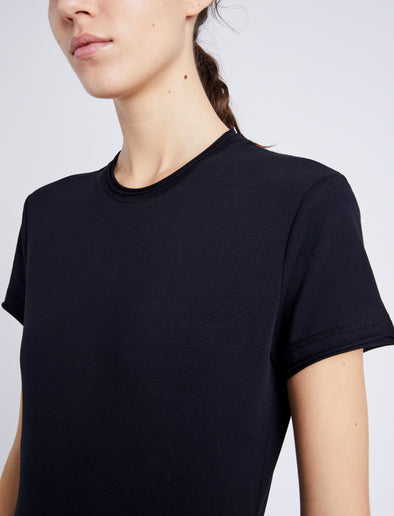 Proenza Schouler Detail image of model wearing Jersey T-Shirt in BLACK