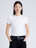 Proenza Schouler Front cropped image of model wearing Jersey T-Shirt in OFF WHITE