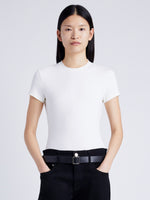 Proenza Schouler Front cropped image of model wearing Jersey T-Shirt in OFF WHITE