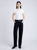 Proenza Schouler Front full length image of model wearing Jersey T-Shirt in OFF WHITE