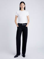Proenza Schouler Front full length image of model wearing Jersey T-Shirt in OFF WHITE