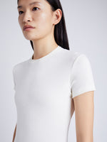 Proenza Schouler Detail image of model wearing Jersey T-Shirt in OFF WHITE