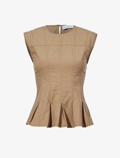 Proenza Schouler flat image of Felix Top in Tech Cotton in dark birch