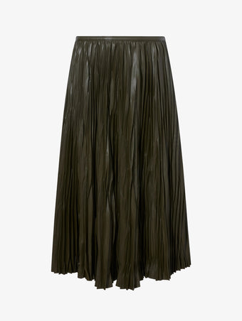 Proenza Schouler Still Life image of Rosalyn Pleated Skirt in Lightweight Faux Leather in DARK FERN