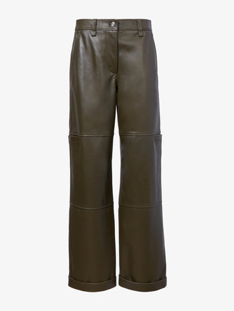 Proenza Schouler Still Life image of Mason Pant in Lightweight Leather in DARK FERN