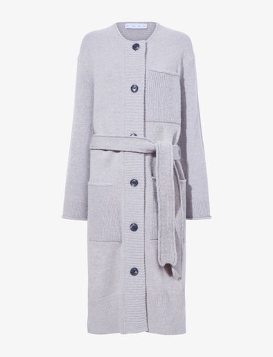 Proenza Schouler Still Life image of Lenora Knit Cardigan in Wool Blend in LIGHT GREY