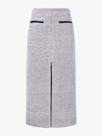 Proenza Schouler Flat image of Kingsley Skirt in Soft Twill Coating in white/grey