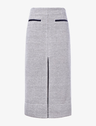 Proenza Schouler Flat image of Kingsley Skirt in Soft Twill Coating in white/grey