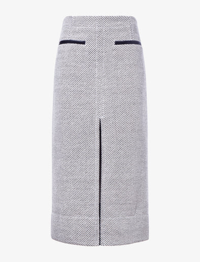 Proenza Schouler Flat image of Kingsley Skirt in Soft Twill Coating in white/grey