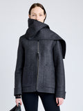 Proenza Schouler cropped front image of Soraya Jacket in Double Face Wool in COAL MELANGE