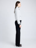 Proenza Schouler side image of model wearing Marcella Jacket in Tweed in ALABASTER/BLACK