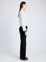 Proenza Schouler side image of model wearing Marcella Jacket in Tweed in ALABASTER/BLACK