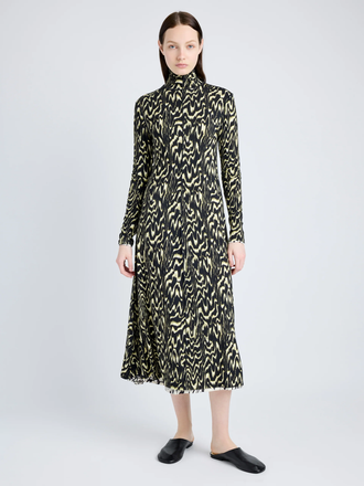 Proenza Schouler Front full length image of Marion Dress in Printed Jersey in DAFFODIL MULTI