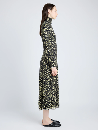 Proenza Schouler Side full length image of Marion Dress in Printed Jersey in DAFFODIL MULTI