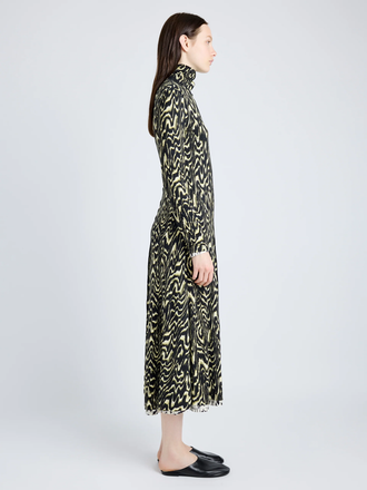 Proenza Schouler Side full length image of Marion Dress in Printed Jersey in DAFFODIL MULTI
