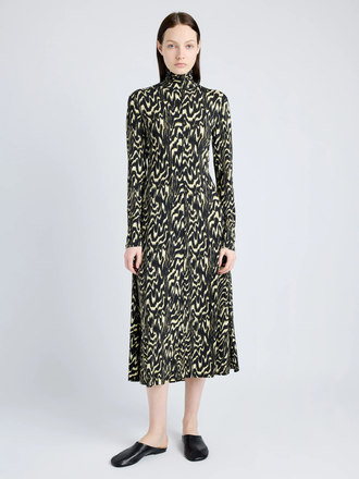 Proenza Schouler Front full length image of Marion Dress in Printed Jersey in DAFFODIL MULTI