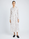 Proenza Schouler Front full length image of model wearing Pauline Dress in Printed Parachute Flou in ALABASTER MULTI