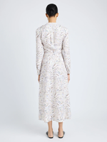 Proenza Schouler Back full length image of model wearing Pauline Dress in Printed Parachute Flou in ALABASTER MULTI