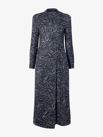Proenza Schouler Still Life image of Pauline Dress in Printed Parachute Flou in CACAO MULTI