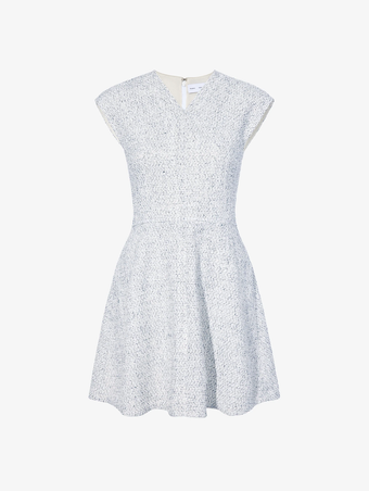 Proenza Schouler flat image of Maryam Dress in Tweed in ALABASTER/BLACK