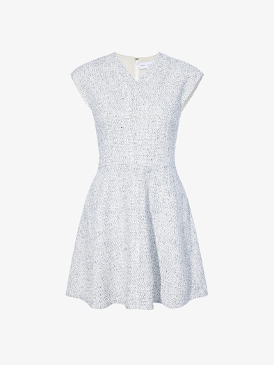 Proenza Schouler flat image of Maryam Dress in Tweed in ALABASTER/BLACK