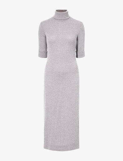 Proenza Schouler Still Life image of Cerine Dress in Boucle Rib in LIGHT ALLOY MELANGE