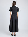 Proenza Schouler Back full length image of model wearing Elizabeth Dress in Parachute Cotton in BLACK
