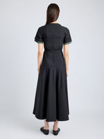 Proenza Schouler Back full length image of model wearing Elizabeth Dress in Parachute Cotton in BLACK
