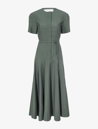 Proenza Schouler Still Life image of Elizabeth Dress in Parachute Cotton in DARK SPRUCE