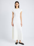 Proenza Schouler Front full length image of model wearing Melanie Dress in Souffle Cotton Blend in ALABASTER