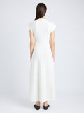 Proenza Schouler Back full length image of model wearing Melanie Dress in Souffle Cotton Blend in ALABASTER