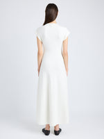 Proenza Schouler Back full length image of model wearing Melanie Dress in Souffle Cotton Blend in ALABASTER