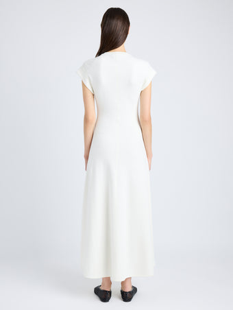 Proenza Schouler Back full length image of model wearing Melanie Dress in Souffle Cotton Blend in ALABASTER