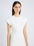 Proenza Schouler Detail image of model wearing Melanie Dress in Souffle Cotton Blend in ALABASTER